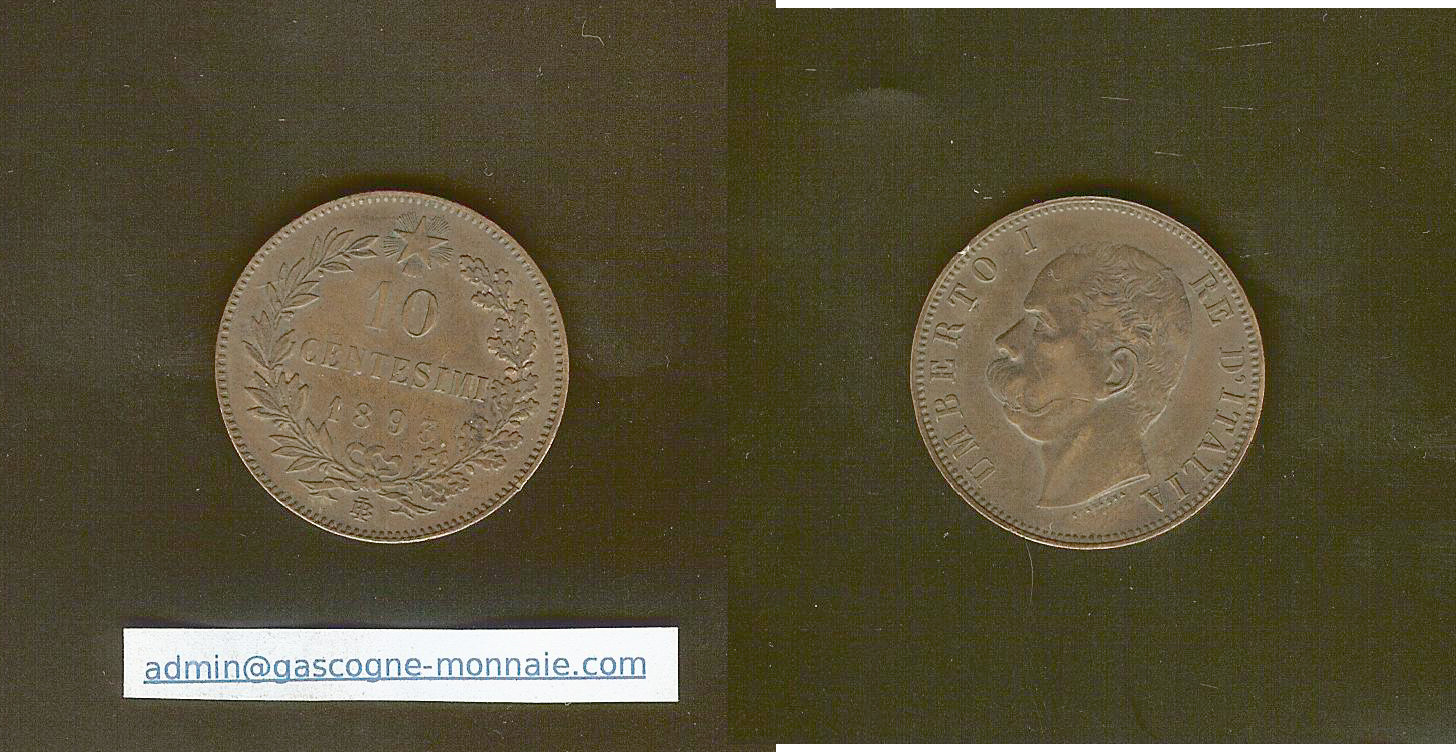Italy 10 centesimi 1893 EF/EF+